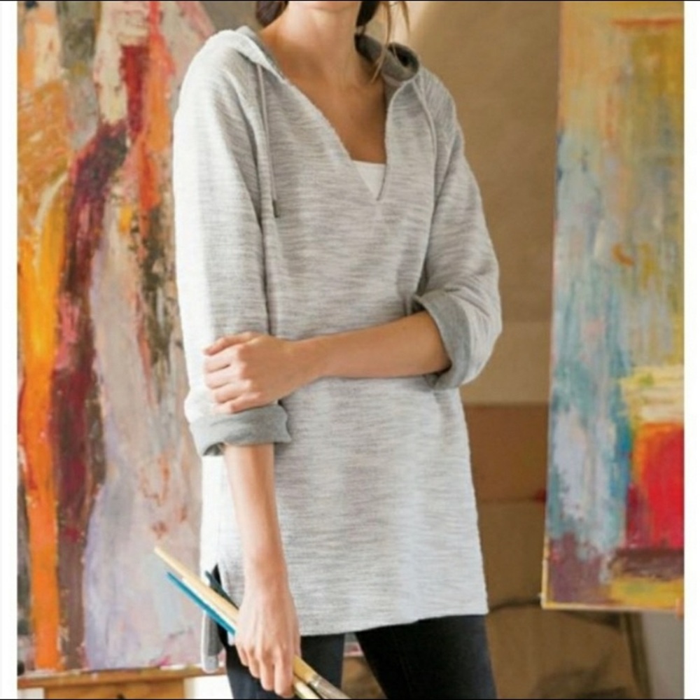 Soft Surroundings Gray Raw Edge Hoodie